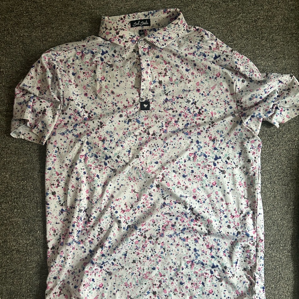 Bad Birdie Paint Splatter 3 Golf Polo